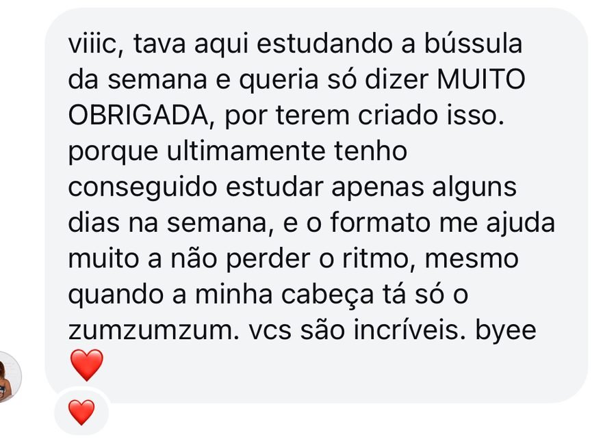 Mensagem da Adrielly sobre a Bússola do Inglês 365