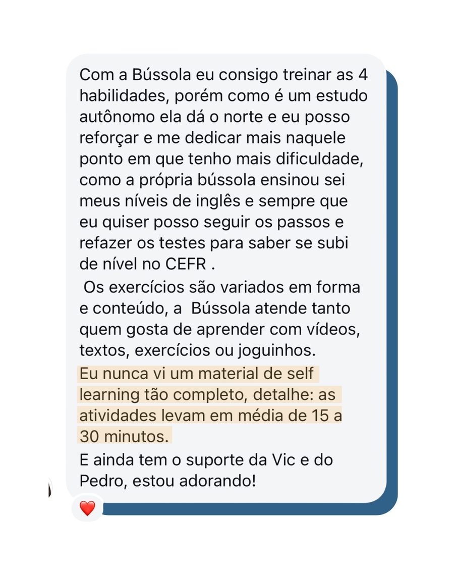 Mensagem da Denise sobre a Bússola do Inglês 365